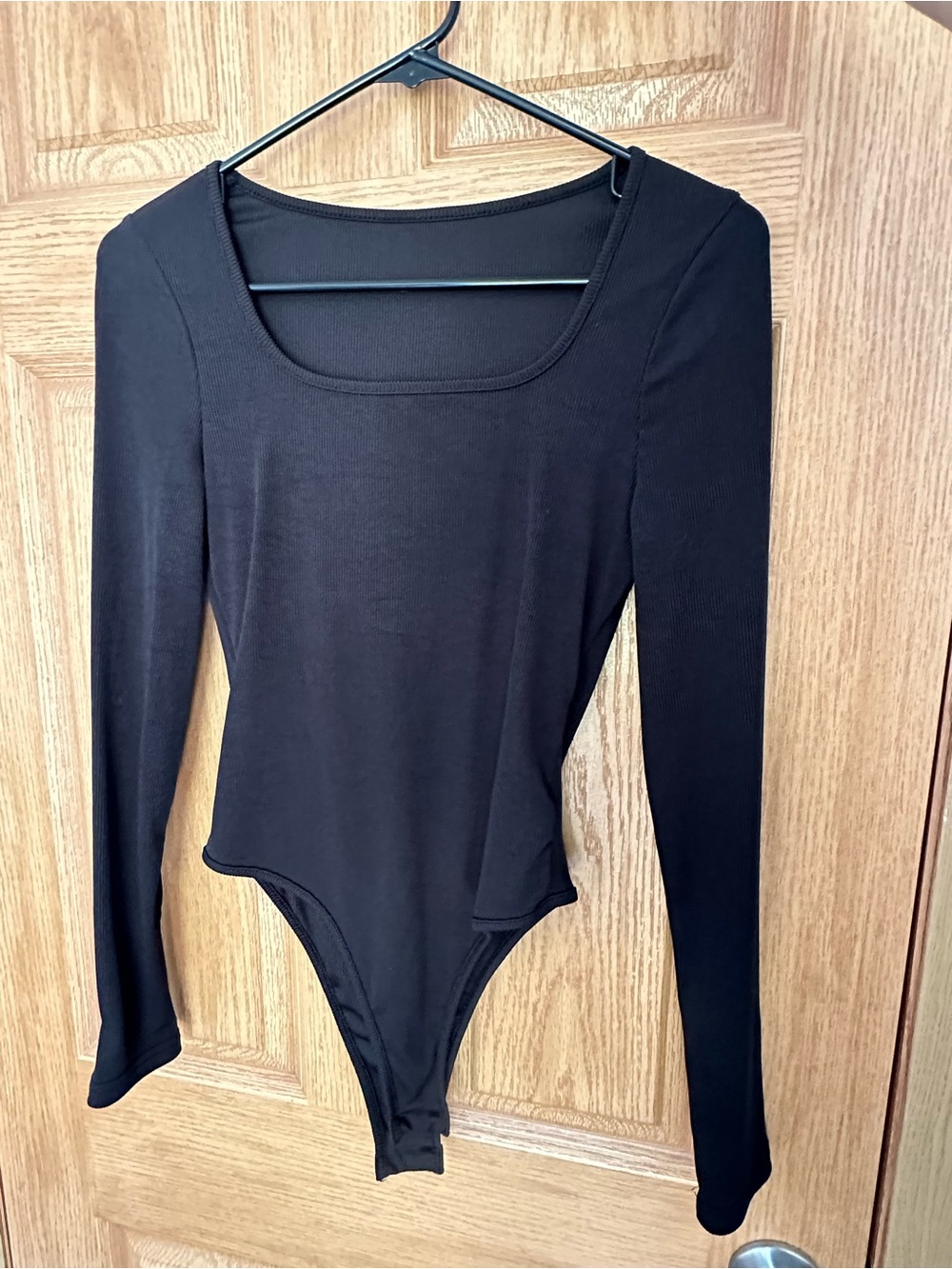 Black Long-Sleeve Square-Neck Bodysuit - Women